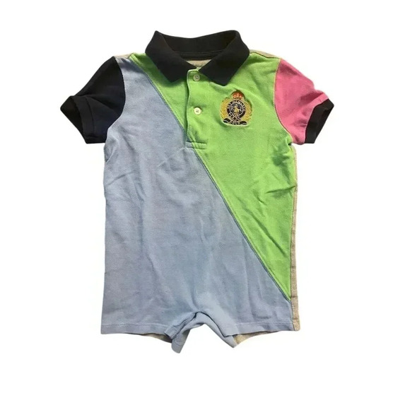 Ralph Lauren Other - Ralph Lauren Color-Blocked Cotton Jersey Shortall Size 18M